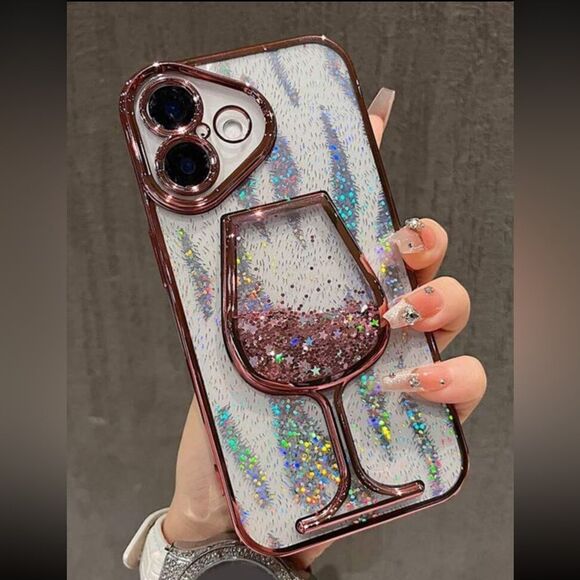 Glitter Wine Glass I-Phone 16 Pro Max Case - Picture 1 of 6